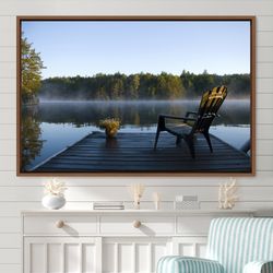 framed canvas wall art view of the lake at dawn landscape nature canvas art print, frame large wall art, gift, wall deco