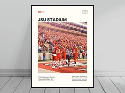 JSU Stadium Jacksonville State Gamecocks Poster NCAA Stadium Poster Oil Painting Modern Art Travel Art