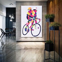 Athlete Riding a Bicycle Bicycle Race Illustration Roll Up Canvas, Stretched Canvas Art, Framed Wall Art Painting