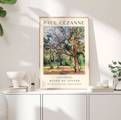 paul czanne trees poster, forest landscape print, botanical poster, exhibition poster, wall art, provence painting repro