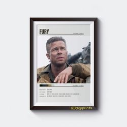 Fury Movie Poster Digital Download - Gift Idea - Minimalist Movie Poster - Printable Wall Art Print .jpg