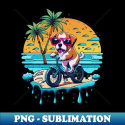 Cute Dog Playing  Bicycle - PNG Transparent Sublimation Design - Add a Festive Touch to Every Day