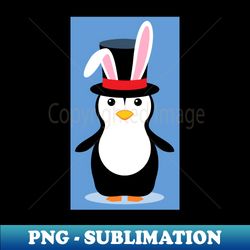 penguin in a bunny ears hat - sublimation-ready png file - spice up your sublimation projects
