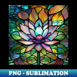 Stained Glass Lotus Flower - Creative Sublimation PNG Download - Enhance Your Apparel with Stunning Detail