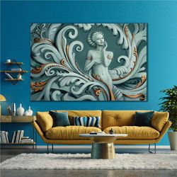 3D Look Green Marble Effect Women Gold Processing Roll Up Canvas, Stretched Canvas Art, Framed Wall Art Painting