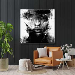 abstract pattern abstract art brush traces roll up canvas, stretched canvas art, framed wall art painting