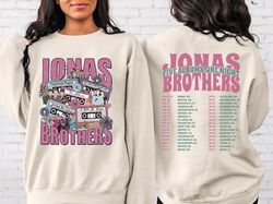 Jonas Brothers Double Sided Sweatshirt, Jonas Brothers Tour Shirt, Five Albums One Night Tour Dates Sweatshirt, Retro 20