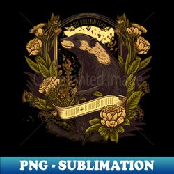 honey badger with banners and flowers - stylish sublimation digital download - fashionable and fearless