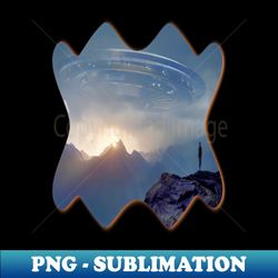 Woman and ufo at dawn UFO - High-Quality PNG Sublimation Download - Perfect for Creative Projects