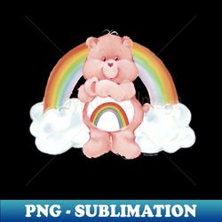 Care Bears Cheer Bear Vintage Watercolor Rainbow Portrait - Creative Sublimation PNG Download - Perfect for Sublimation Mastery