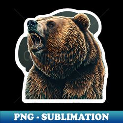 Roaring Grizzly Bear - PNG Sublimation Digital Download - Perfect for Sublimation Art