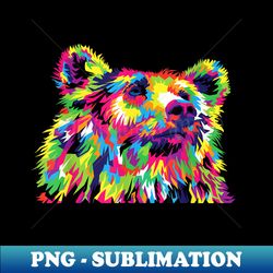 Psychedelic Trippy Rainbow Grizzly Bear Head - Modern Sublimation PNG File - Vibrant and Eye-Catching Typography