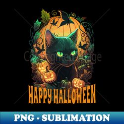Happy Halloween Cat - PNG Transparent Digital Download File for Sublimation - Capture Imagination with Every Detail