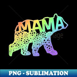 mama bear tie dye rainbow purple blue pink yellow - instant png sublimation download - bold & eye-catching