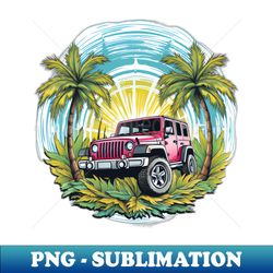Jeep Botanical Circle - luminous trashcore - Retro PNG Sublimation Digital Download - Create with Confidence