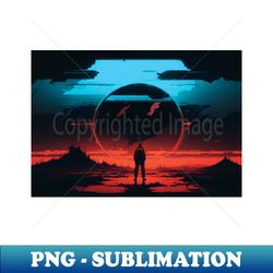 distant planet scifi landscape - decorative sublimation png file - vibrant and eye-catching typography