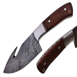 top quality handmade damascus steel gut hook hunting skinner knife, groomsmen gift, gift for a hunter, gift for a friend