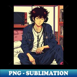 Lost in Music - Japanese lofi music aesthetic Anime - Signature Sublimation PNG File - Instantly Transform Your Sublimation Projects