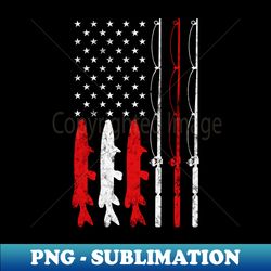 fishing rod american flag vintage fishing for fisherman - png sublimation digital download - enhance your apparel with stunning detail
