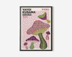 Yayoi Kusama Abstract Print, Yayoi Kusama Exhibition Art Print, Pink Beige Wall Art, Famous Artist Print, Beige Gallery