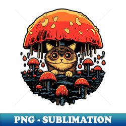 Cute Kitten Under The Mushroom - Exclusive PNG Sublimation Download - Spice Up Your Sublimation Projects