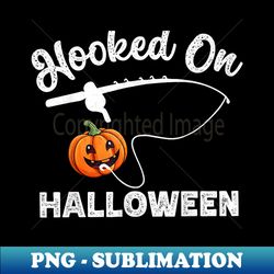 Funny Halloween Fishing Boys Mens Fisherman Pumpkin Fish - Creative Sublimation PNG Download - Transform Your Sublimation Creations