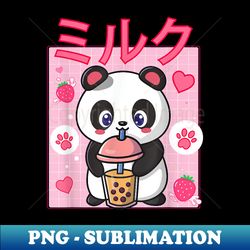 Panda Boba Tea Bubble Tea Anime Kawaii Strawberry - PNG Transparent Sublimation File - Fashionable and Fearless