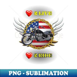 Patriotic Biker Flag and Motorcycle - High-Quality PNG Sublimation Download - Stunning Sublimation Graphics