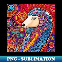 Shawn the Colorful and Psychedelic Sheep - Aesthetic Sublimation Digital File - Add a Festive Touch to Every Day