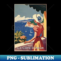 Cote DAzur Vintage Travel Poster - Artistic Sublimation Digital File - Stunning Sublimation Graphics
