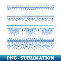 south asian patterns blue on black - instant png sublimation download - instantly transform your sublimation projects
