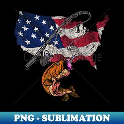 Fishing Hobby Men Patriotic Fisherman USA Flag Fishing - Special Edition Sublimation PNG File - Perfect for Creative Projects
