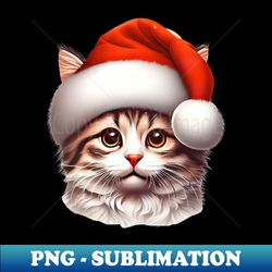 Cat Wearing Santas Claus Hat - Sublimation-Ready PNG File - Perfect for Sublimation Mastery