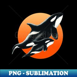 orca whale mom and baby whale ink art - modern sublimation png file - instantly transform your sublimation projects