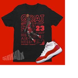 Air Jordan 11 Cherry Matching Shirt - Retro 11 Tee - GOAT Shirt To Match Cherry 11s - Jordan Dunking SVG