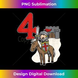 Kids Knight 4th Birthday T- - Castle and Number 4 - Sophisticated PNG Sublimation File - Rapidly Innovate Your Artistic Vision