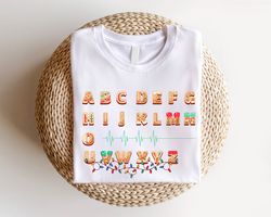 Christmas Cardiology Shirt, Alphabet Electrocardiogram Sweatshirt, Christmas Cardiac Crew T-Shirts, Christmas Gift For H