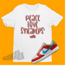 Peace Love Sneakers Shirt To Match Dunk Fruity Pebbles - Fruity Pebbles Dunk Matching Shirt - Retro Dunks Sneakers Tee