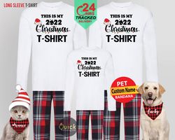 Christmas 2022 Long Sleeve T shirt, Christmas Family Pyjamas, Matching Christmas Couple Pajamas for Women Men, Christmas