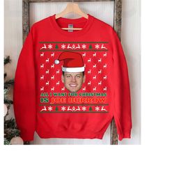 Joe Burrow Christmas Sweatshirt, Burrow Shirt, Vintage Cincinnati Football, Burrow Cincinnati Football, Christmas Gifts,