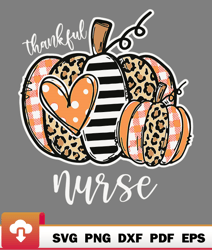 Thankful Nurse Leopard Plaid Pumpkin Thanksgiving Day Nurse SVG  WildSvg