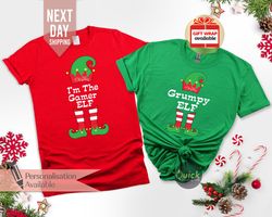 Gamer Elf Christmas Shirt, Funny Christmas Elf Tshirt Costume, Grumpy Elf Shirt, Personalised Christmas Gift for Gamer