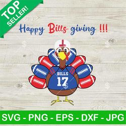 Turkey Happy Bills Giving SVG, Thankgiving Day SVG, Chicken Football Happy BillsGiving SVG