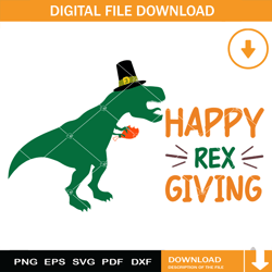 Happy Rex Giving Svg, Funny Thanksgiving T-Rex Svg, Dino