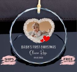first baby christmas glass ornament, first baby announcement glass ornament,baby christmas ornament