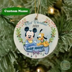personalized mickey baby ornament, baby ornament personalized, baby ornament first christmas