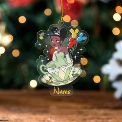 Personalized Tiana Princess Christmas Ornament, The Princess and the Frog Ornament, Teacup Ornament