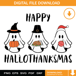Ghost Happy Hallothanksmas SVG, Funny Ghost Hallothankmas SVG, Merry Christmas SVG