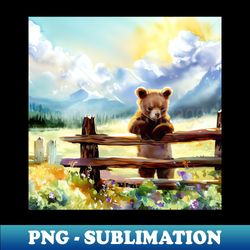 cute bear cub - signature sublimation png file - fashionable and fearless