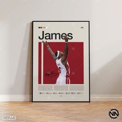 Lebron James Poster, Miami Heat Poster, NBA Poster, Sports Poster, Mid Century Modern, NBA Fans, Basketball Gift, Sports